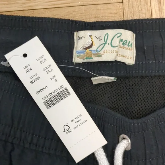 JCrew Black Seersucker Swim Trunks NWT - Picture 2 of 3